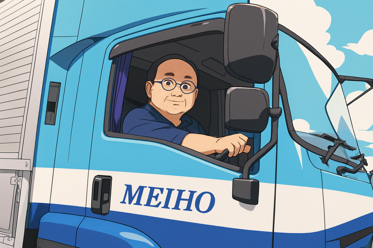 大型トラックの運転席に座るプロドライバー